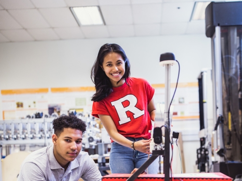 male and female student working in engineering lab